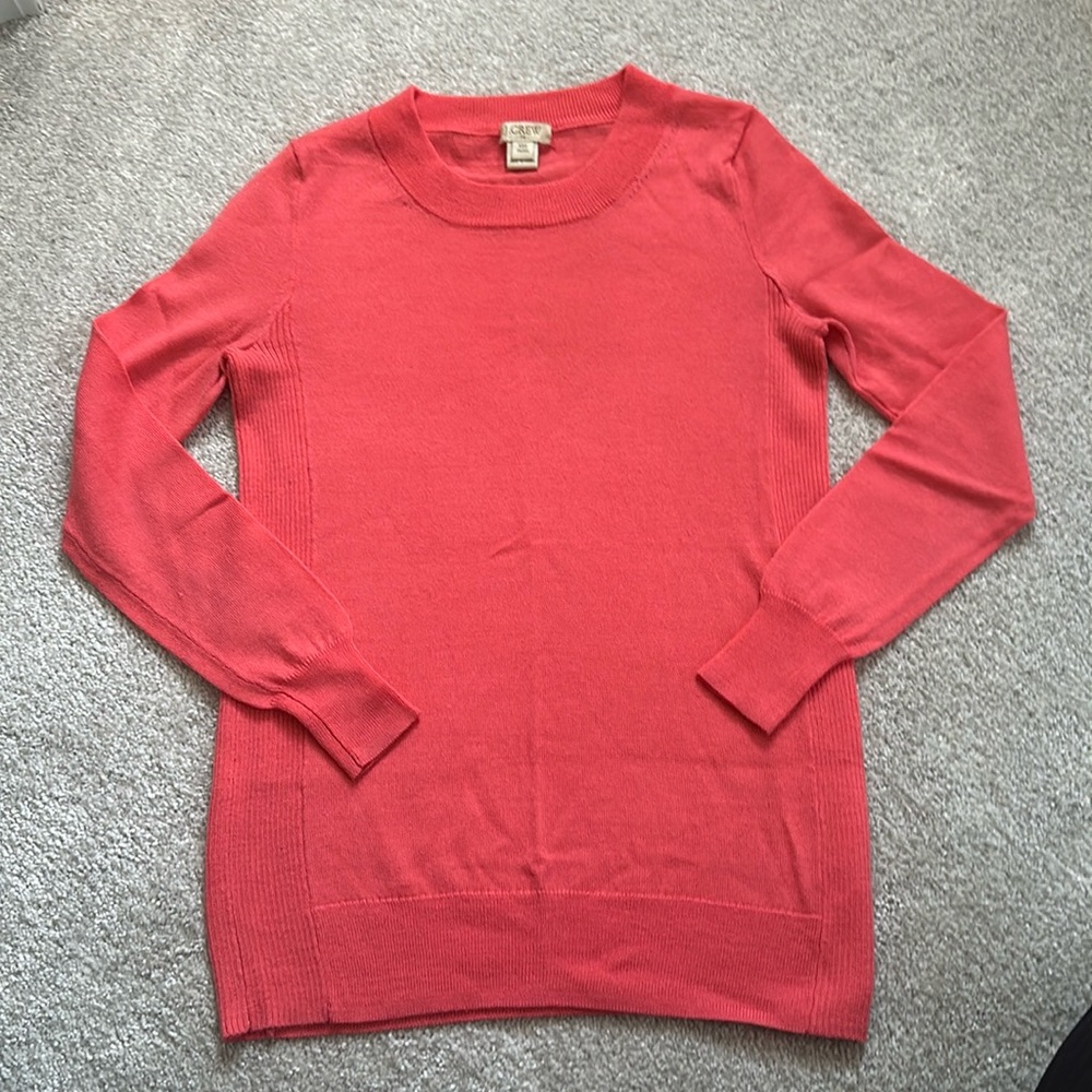 Bright coral crew neck sweater